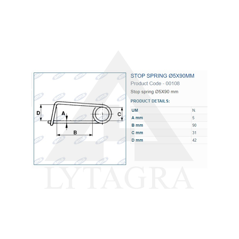 Užsegamas kaištis 5x90mm 5 vnt