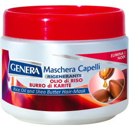 Plaukų kaukė su sviestmedžio sviestu ir ryžių aliejumi GENERA, 500 ml.