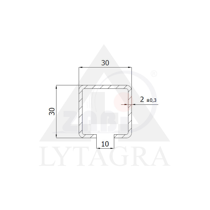 Profilis vartų ratukams Zabi PROF, 30x30 L6m Profilis vartų ratukams Zabi PROF, 30x30 L6m