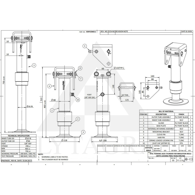 KHPJCM011 PRIEK. KELIKLIS HIDR. 5.8T 510-750MM
