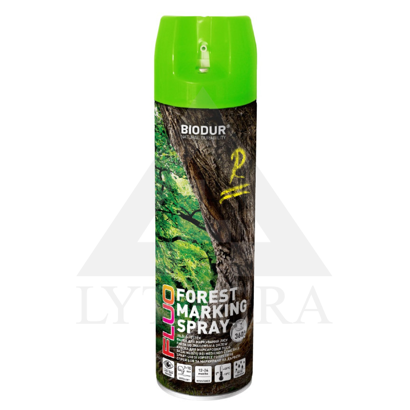 Aerozoliniai miško ženklinimo dažai BIODUR, žali, 500 ml