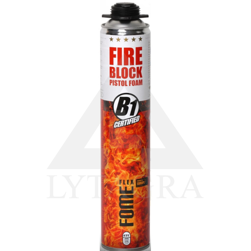 priešgaisrinės montavimo putos FOME FLEX FIRE BLOCK rožinė 750 ml.