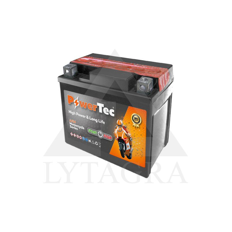Akumuliatorius MOTO 12V 4Ah 70A PowerTec YTX5L-BS-AGM