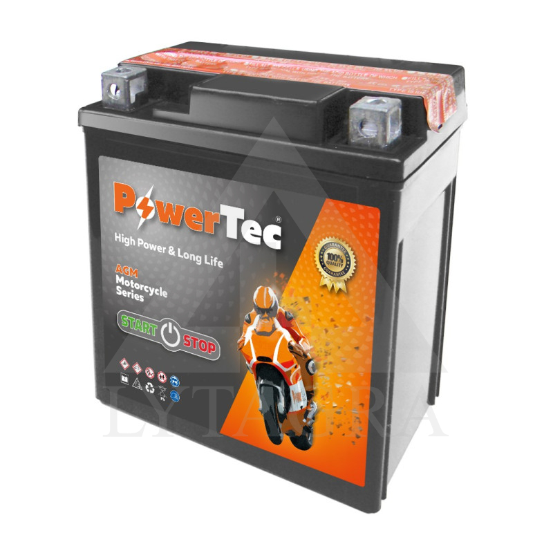 Akumuliatorius MOTO 12V 6Ah 85A PowerTec YTX7L-BS-AGM