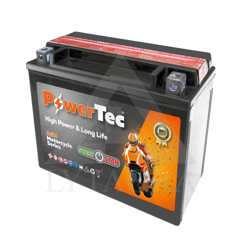 Akumuliatorius MOTO 12V 18Ah 260A  PowerTec YTX20L-BS-AGM