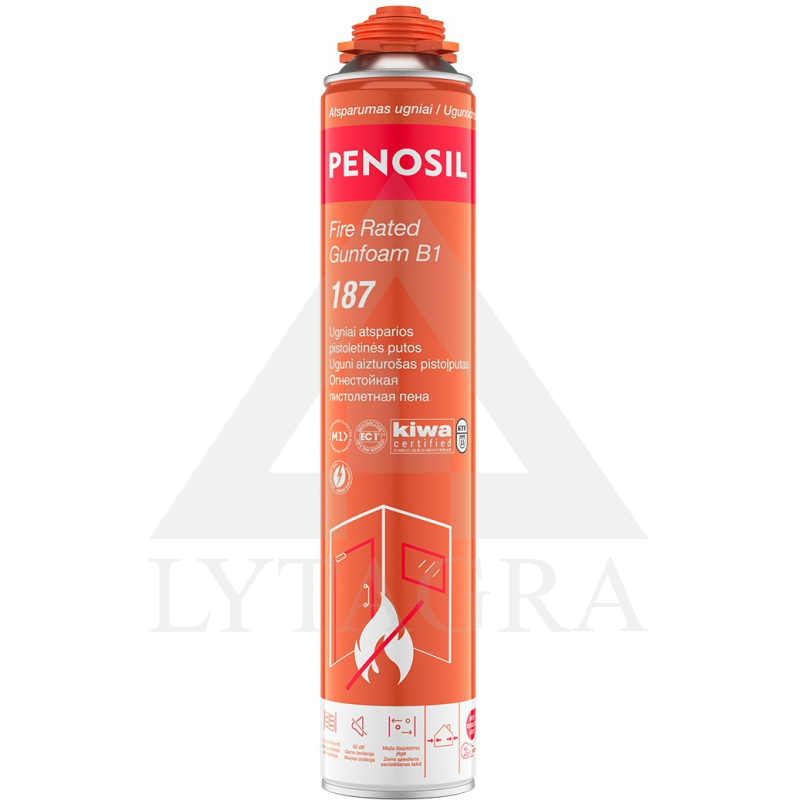 Sandarinimo putos PENOSIL FIRE RATED Gunfoam B1 187, ugniai atsparios, pistoletinės, 750 ml