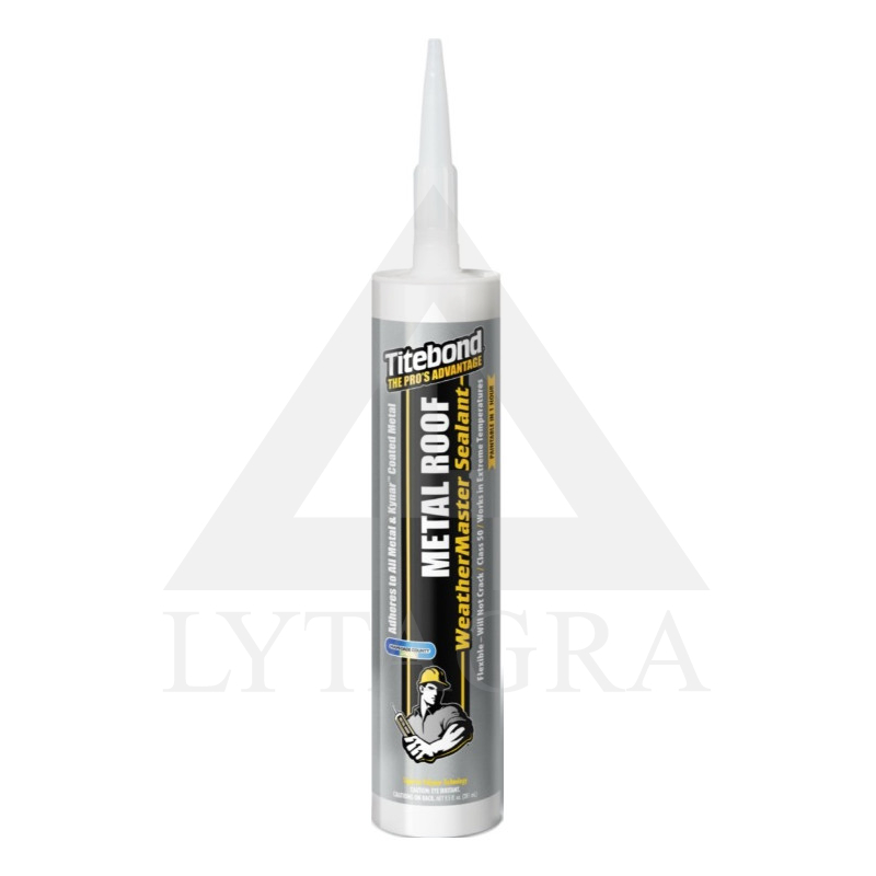 Titebond WeatherMaster Metal Roof: Atsparus Oro Sąlygoms ir Uraganams Polimerinis Hermetikas 300 ml. tamsiai pilkas