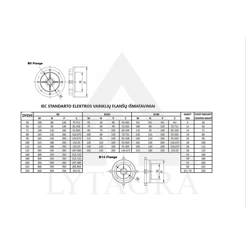 Elektros variklio flanšas B14 160 mm