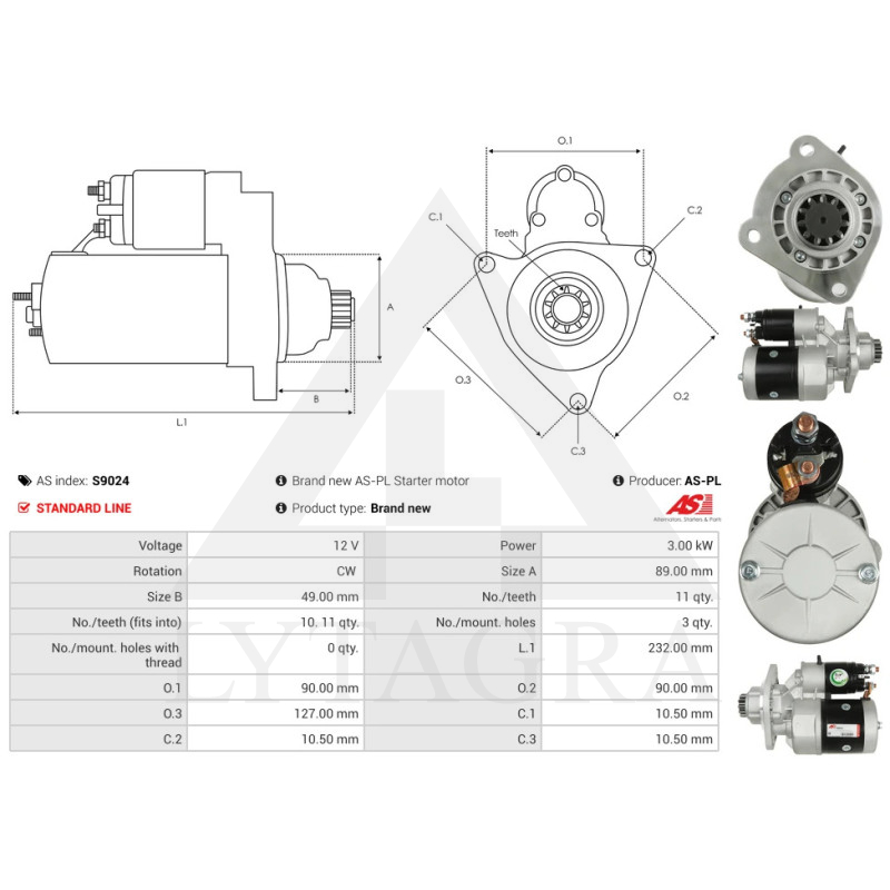 Reduktorinis starteris  12V 2,7kW 123708003