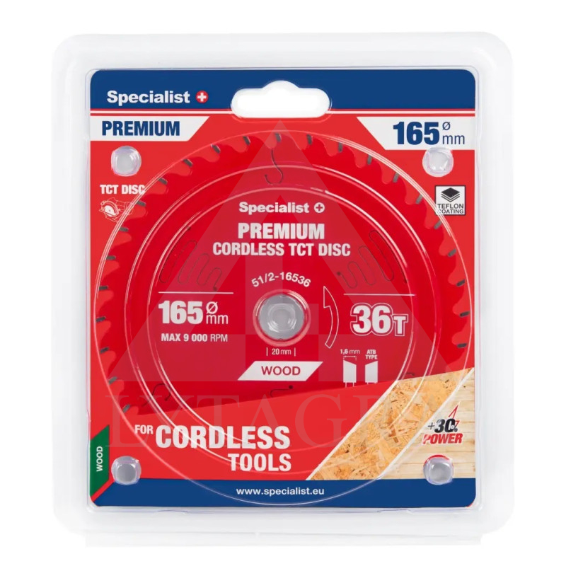 51/2-16536 PJOVIMO DISKAS 165X36TX20MM CORDLESSPREMIUM SPECIALIST+