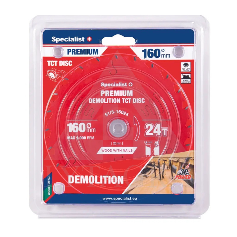 51/5-16024 PJOVIMO DISKAS 160X24TX20MM DEMOLITIONPREMIUM SPECIALIST+