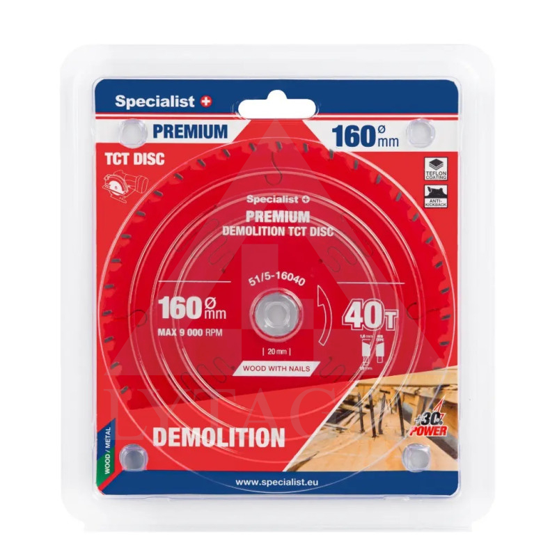 51/5-16040 PJOVIMO DISKAS 160X40TX20MM DEMOLITIONPREMIUM SPECIALIST+