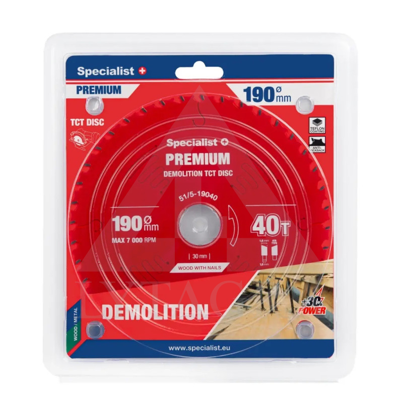 51/5-19040 PJOVIMO DISKAS 190X40TX30MM DEMOLITIONPREMIUM SPECIALIST+