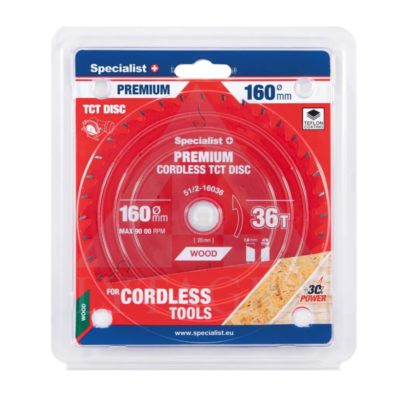 51/2-16036 PJOVIMO DISKAS 160X36TX20MM CORDLESS  PREMIUM SPECIALIST+