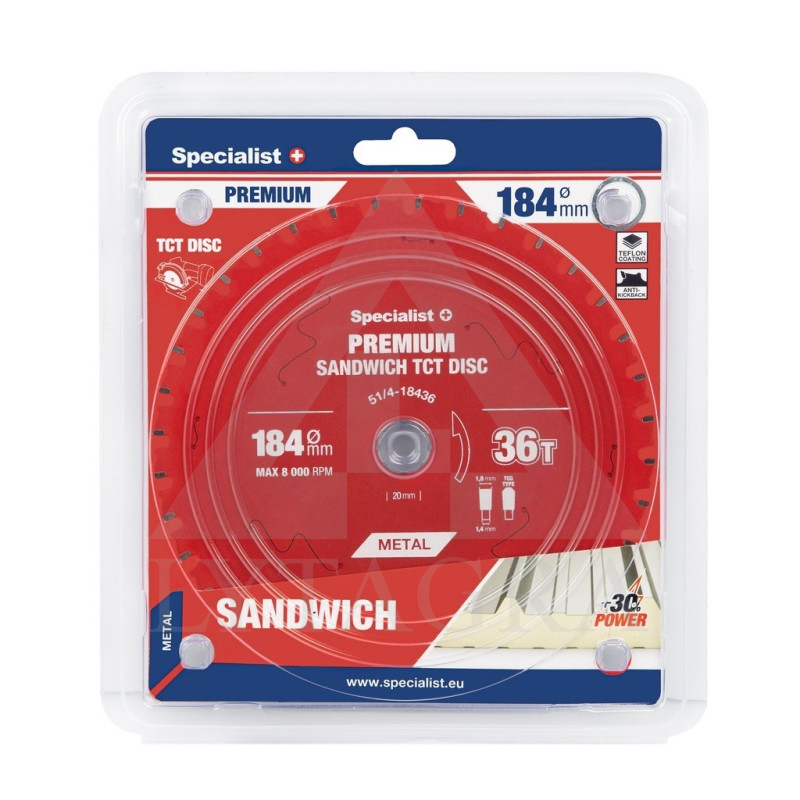 51/4-18436 PJOVIMO DISKAS 184X36TX20/16MM SANDWICHPREMIUM SPECIALIST+