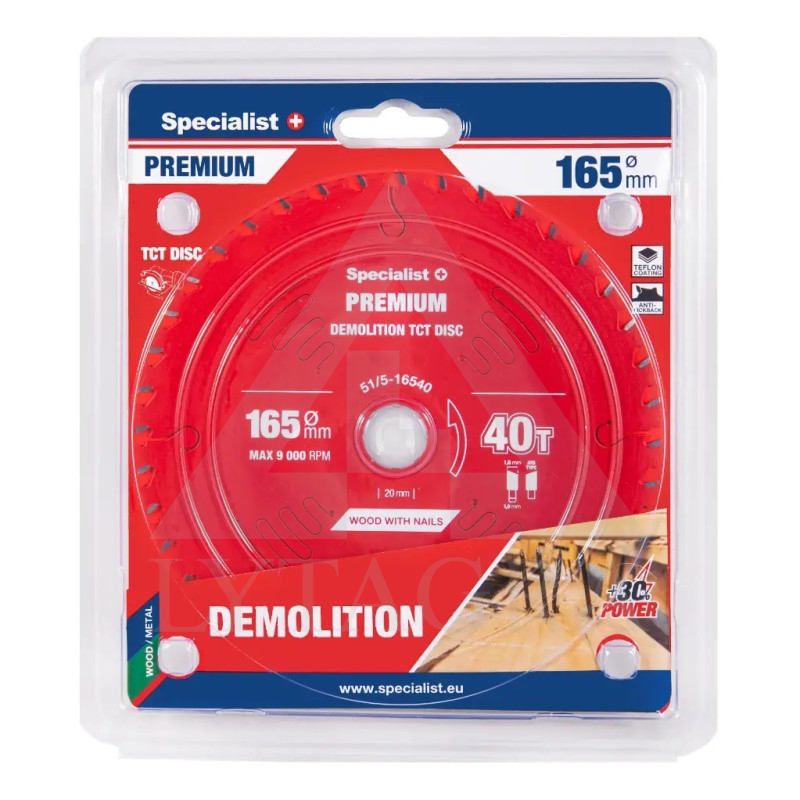 51/5-16540 PJOVIMO DISKAS 165X40TX20MM DEMOLITIONPREMIUM SPECIALIST+