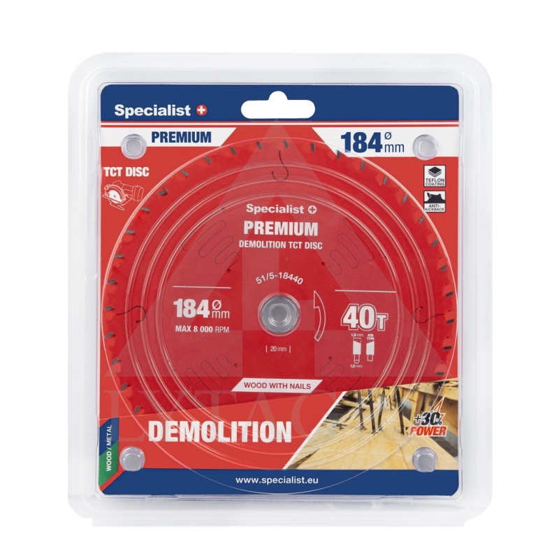 51/5-18440 PJOV. DISKAS 184X40TX20/16MM DEMOLITIONPREMIUM SPECIALIST+
