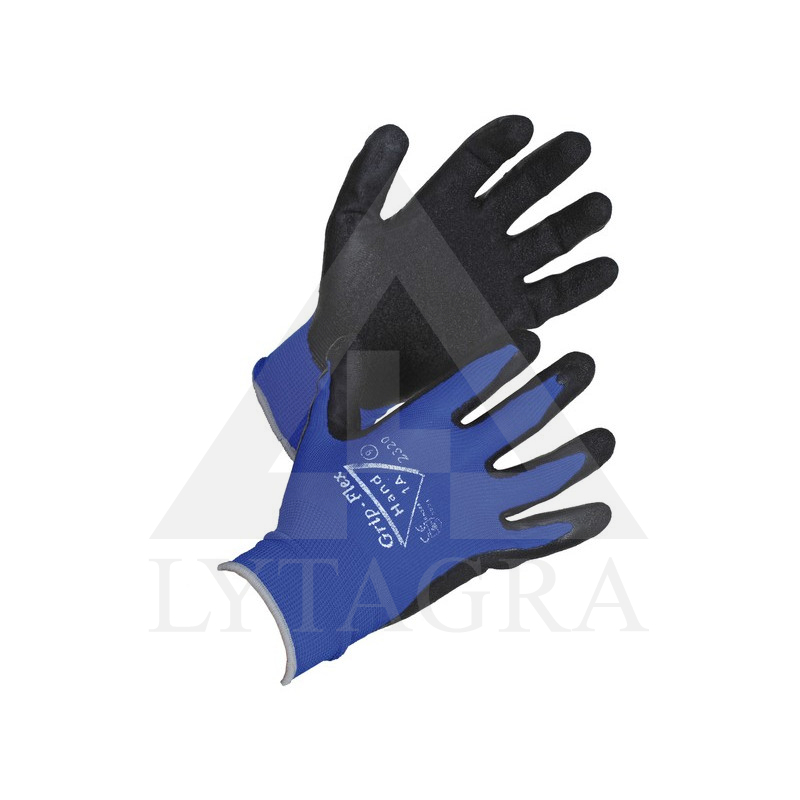 Nailoninės guma dengtos pirštinė Grip-Flex / 10 dydis / Hand-1A/ A23200