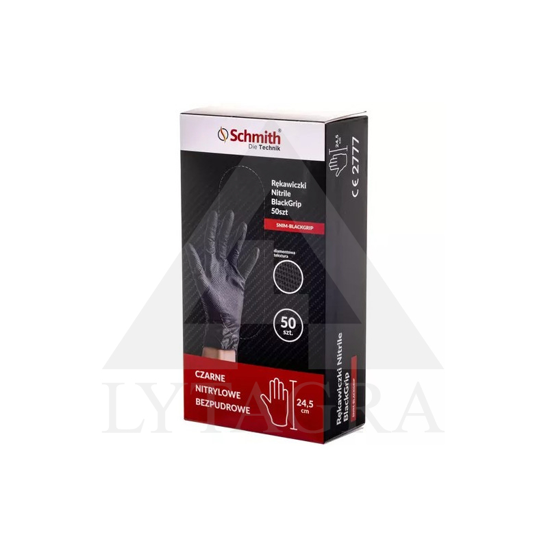 Pirštinė guminės 50VNT / SCHMITH SNIM-BLACKGRIP-M