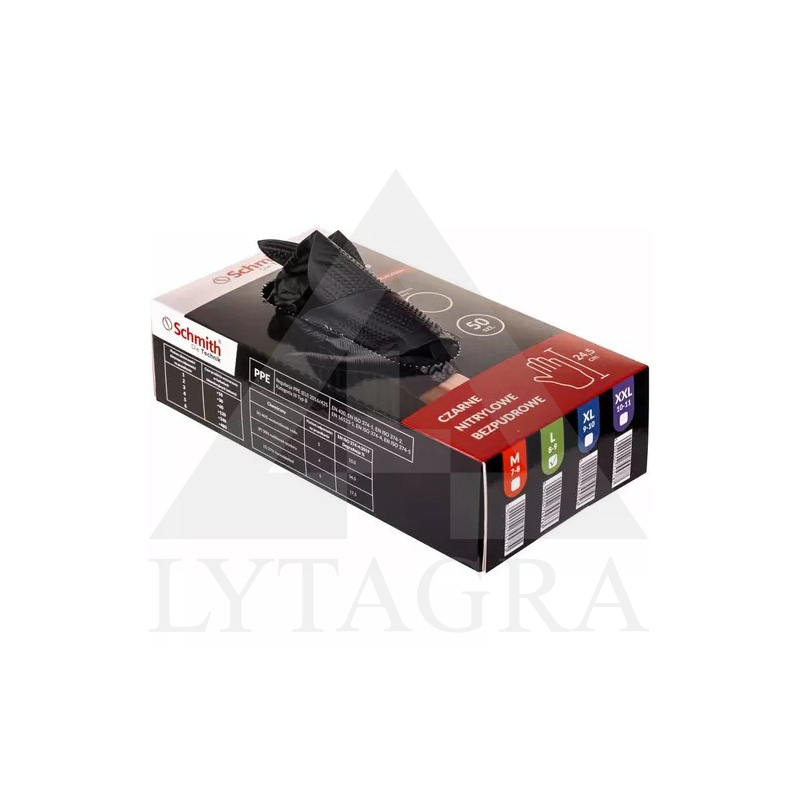 Pirštinė guminės 50VNT / SCHMITH SNIM-BLACKGRIP-M