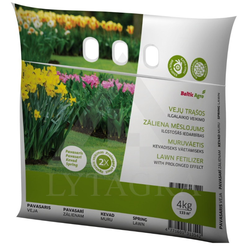 Ilgalaikio veikimo pavasarinės vejų trąšos Baltic Agro 4 kg.