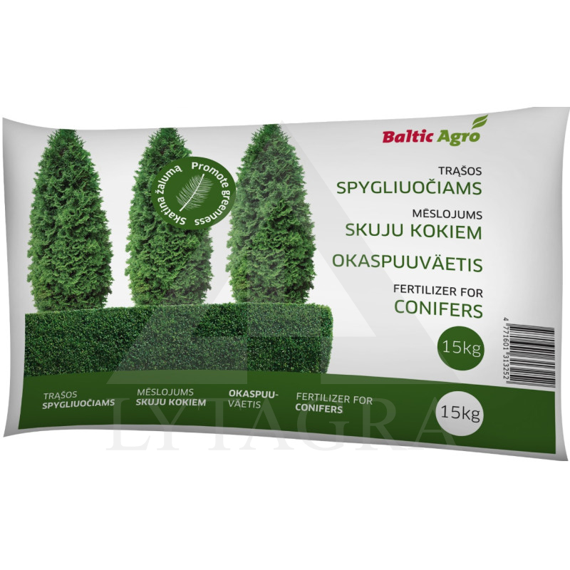 Trąšos spygliuočiams ir visžaliams augalams Baltic Agro 15 kg.