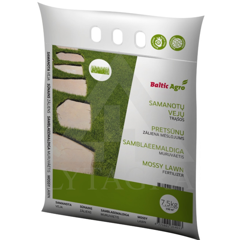Samanotų vejų trąšos Baltic Agro 7,5 kg.
