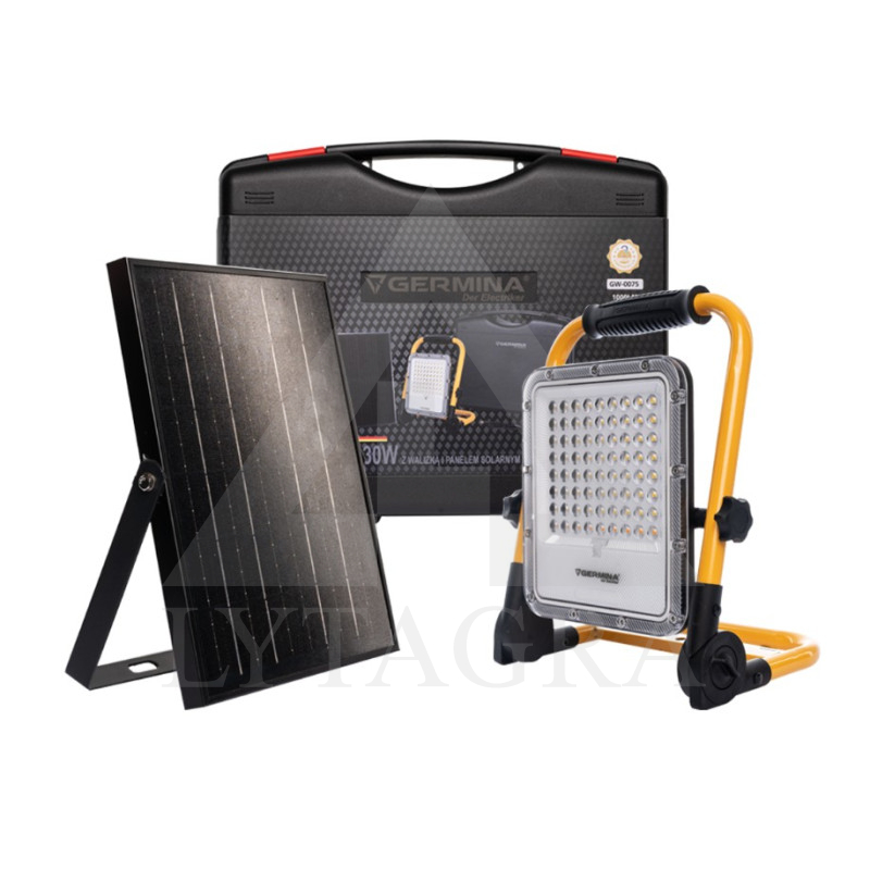LED šviestuvas su saulės kolekt. ir dėklu 30W  / Germina GW-0075