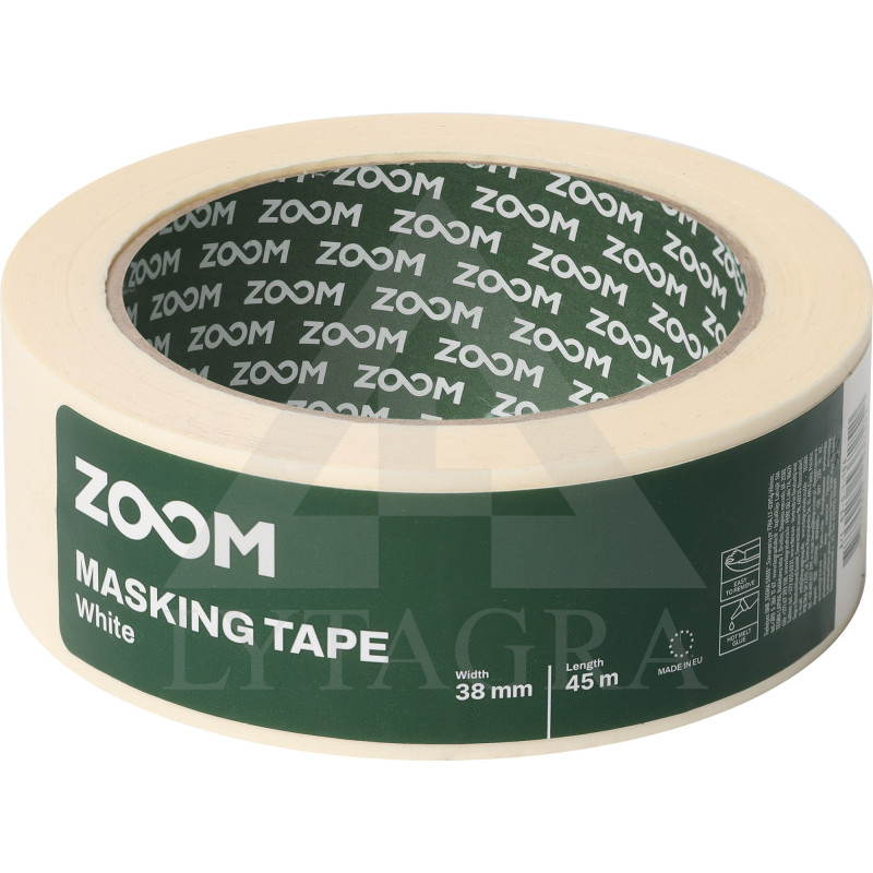 Dažymo juostelė, balta 38 mm x 45 m. ZOOM Dažymo juostelė, balta 38 mm x 45 m. ZOOM