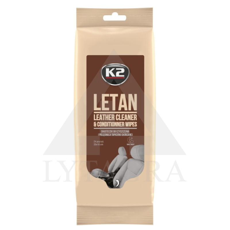 Automobilio salono ir patalpų servetėlės odai valyti K2 LETAN WIPES