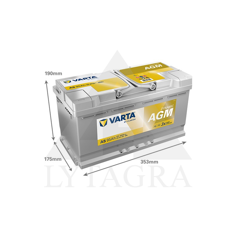 AGM Akumuliartorius Varta A5 12V / 95Ah / 850A / R+