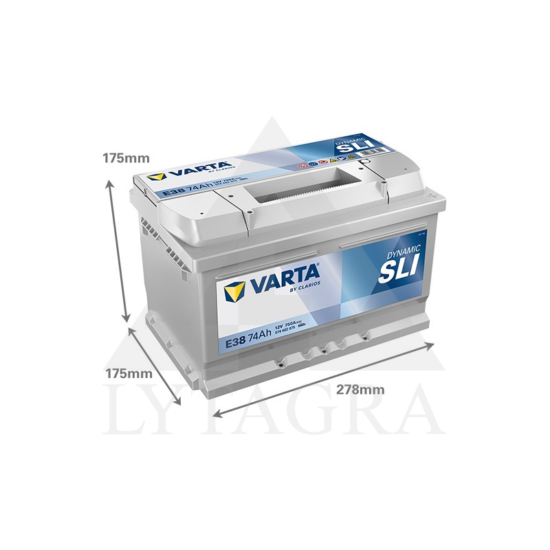 Akumuliatorius Varta E38 12V / 74Ah / 750A / R+