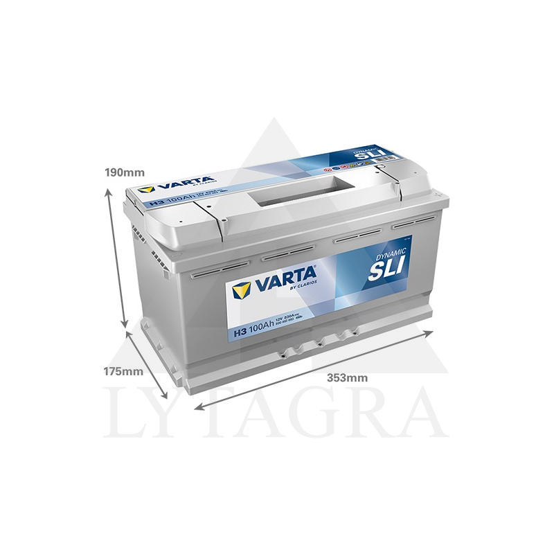 Akumuliatorius Varta H3 12V / 100Ah / 830A / R+