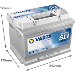 Akumuliatorius Varta D21 12V / 61Ah / 600A / R+