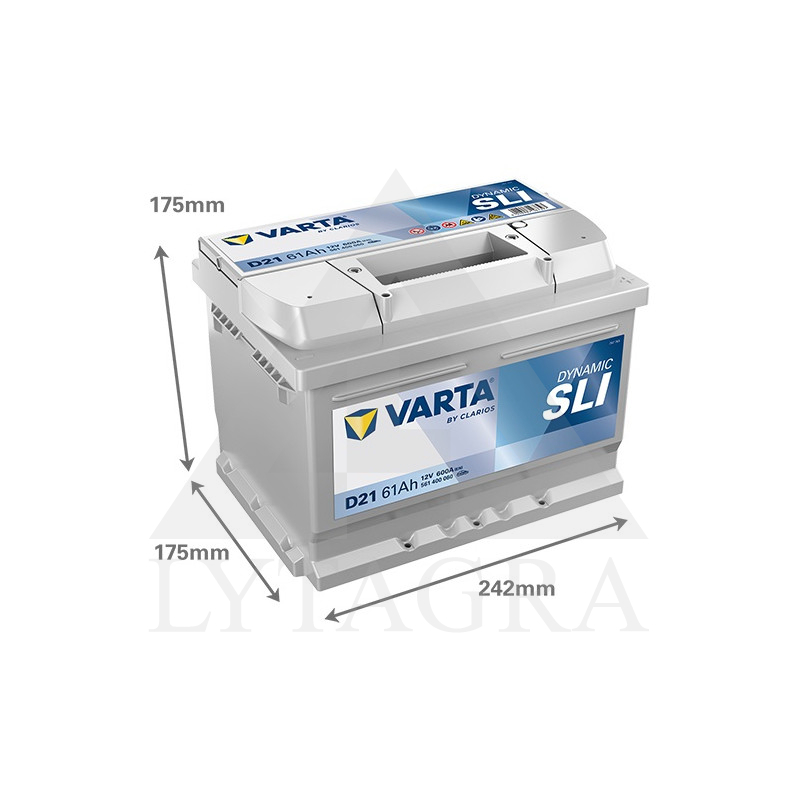 Akumuliatorius Varta D21 12V / 61Ah / 600A / R+