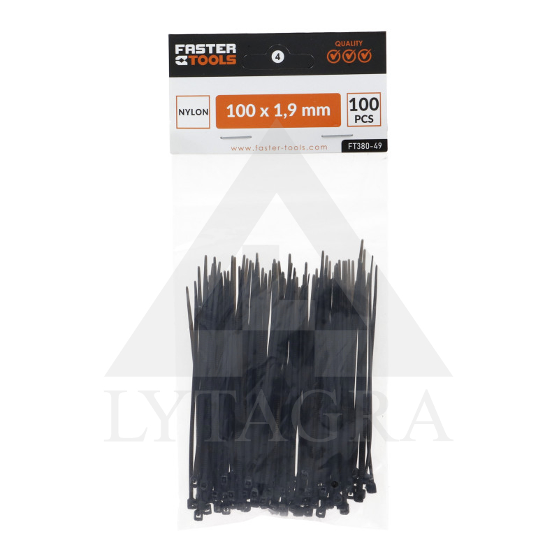 Sąvaržos laidams 100x1.9 mm 100vnt.  / FASTER TOOLS FT380-49