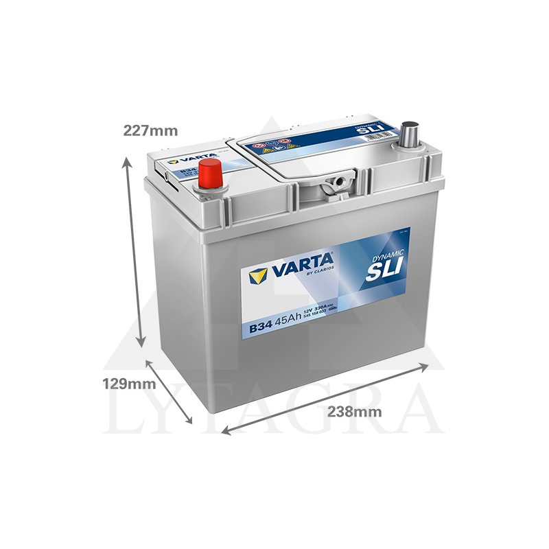 Akumuliatorius Varta B34 12V / 45Ah / 330A / R+