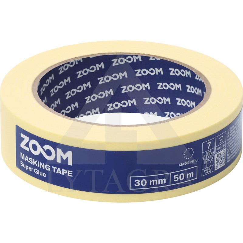 Dažymo juostelė 30mmx50m, gelt. ZOOM SUPER GLUE 30 mm x 50 m.