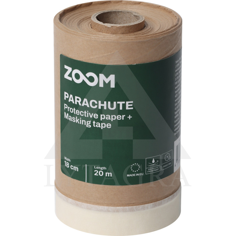 Apsauginis dažymo popierius su lipnia juostele, 18cm x 20m, ZOOM