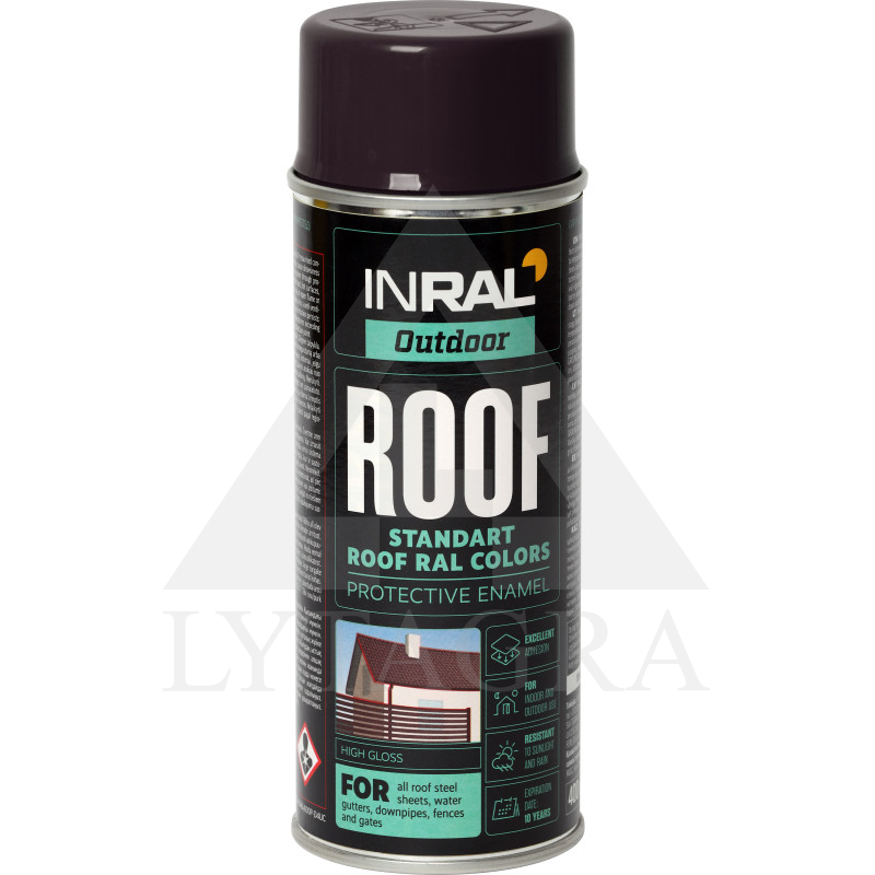 INRAL ROOF SPRAY, pilkai rudi RAL8019, dažai aerozoliniai stogo dangai