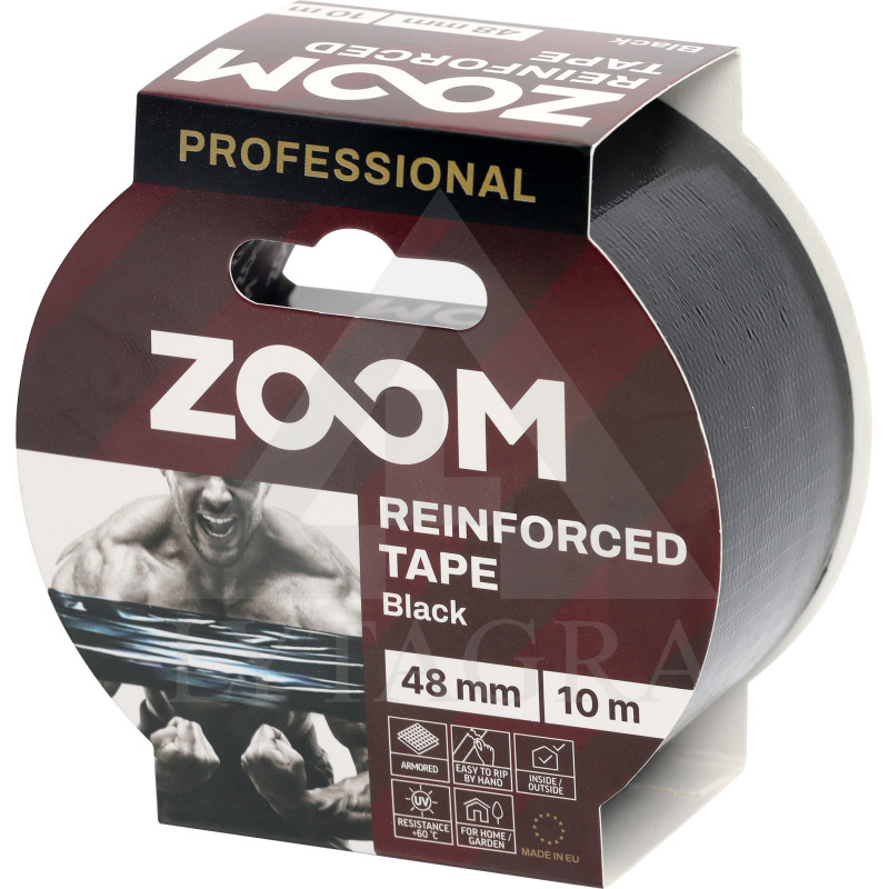 Profesionali armuota juostelė, 48 mm x 10 m, Juoda, ZOOM