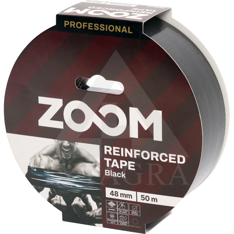 Profesionali armuota juostelė, 48 mm x 50 m, Juoda, ZOOM