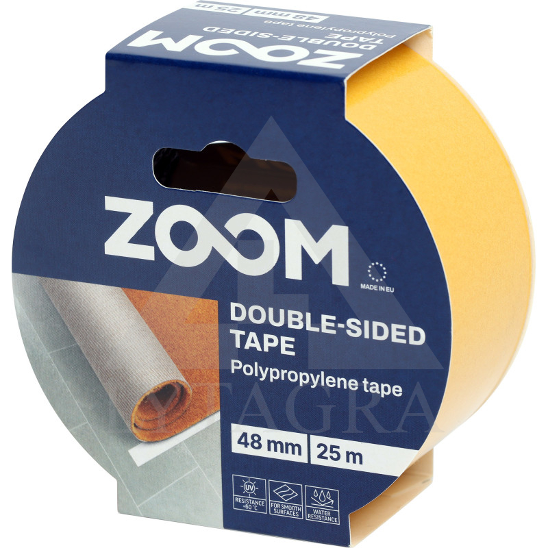 Dvipusė polipropileno juosta, 48mm x 25 m. ZOOM