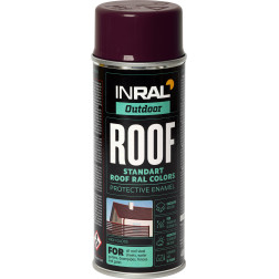 Aerozoliniai dažai stogo dangai INRAL ROOF SPRAY šokoladiniai RAL8017 400 ml.