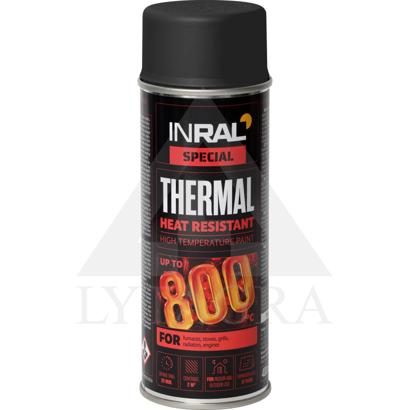 INRAL THERMAL, juodi RAL9011, dažai aerozoliniai atsparūs karščiui