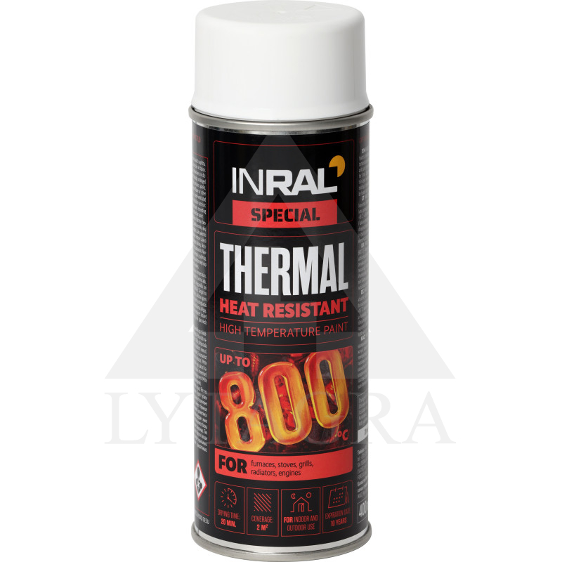 INRAL THERMAL, balti RAL9003, dažai aerozoliniai atsparūs karščiui