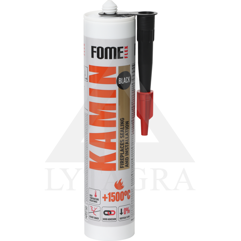 Hermetikas karšč.atsp. juodas, 1500°C, Kamin Fome Flex
