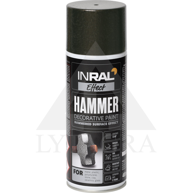 Aerozoliniai dažai INRAL DECOR HAMMER antracitas 400 ml.