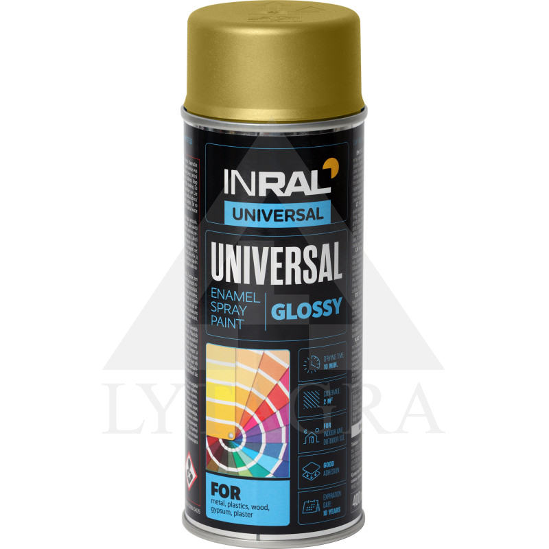 Aerozoliniai dažai INRAL UNIVERSAL, RAL1036, 400 ml aukso spalvos (40)
