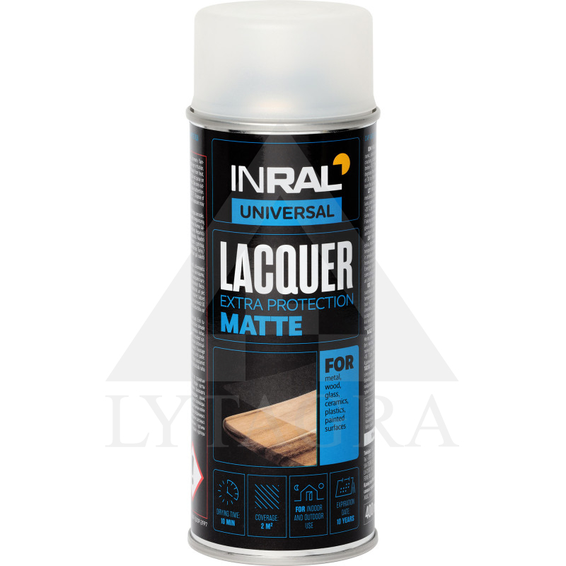 Akrilinis lakas INRAL LACQUER skaidri matinė 400 ml. 2670003